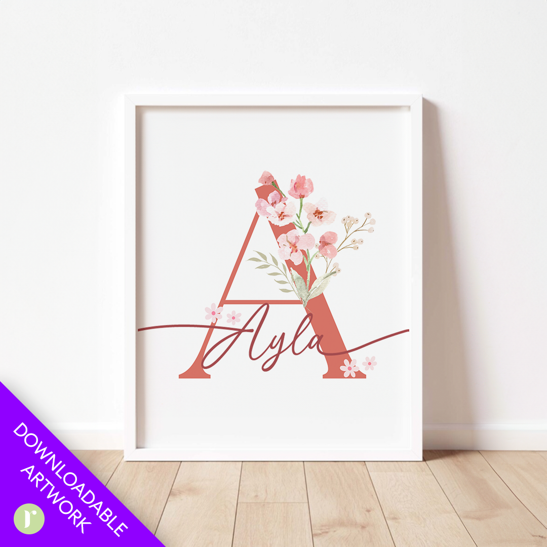 Custom Name Letter Poster | Personalized Nursery Wall Art