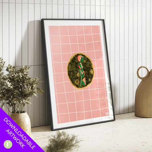 Manoushe Zaatar with Vegetables - Print Art