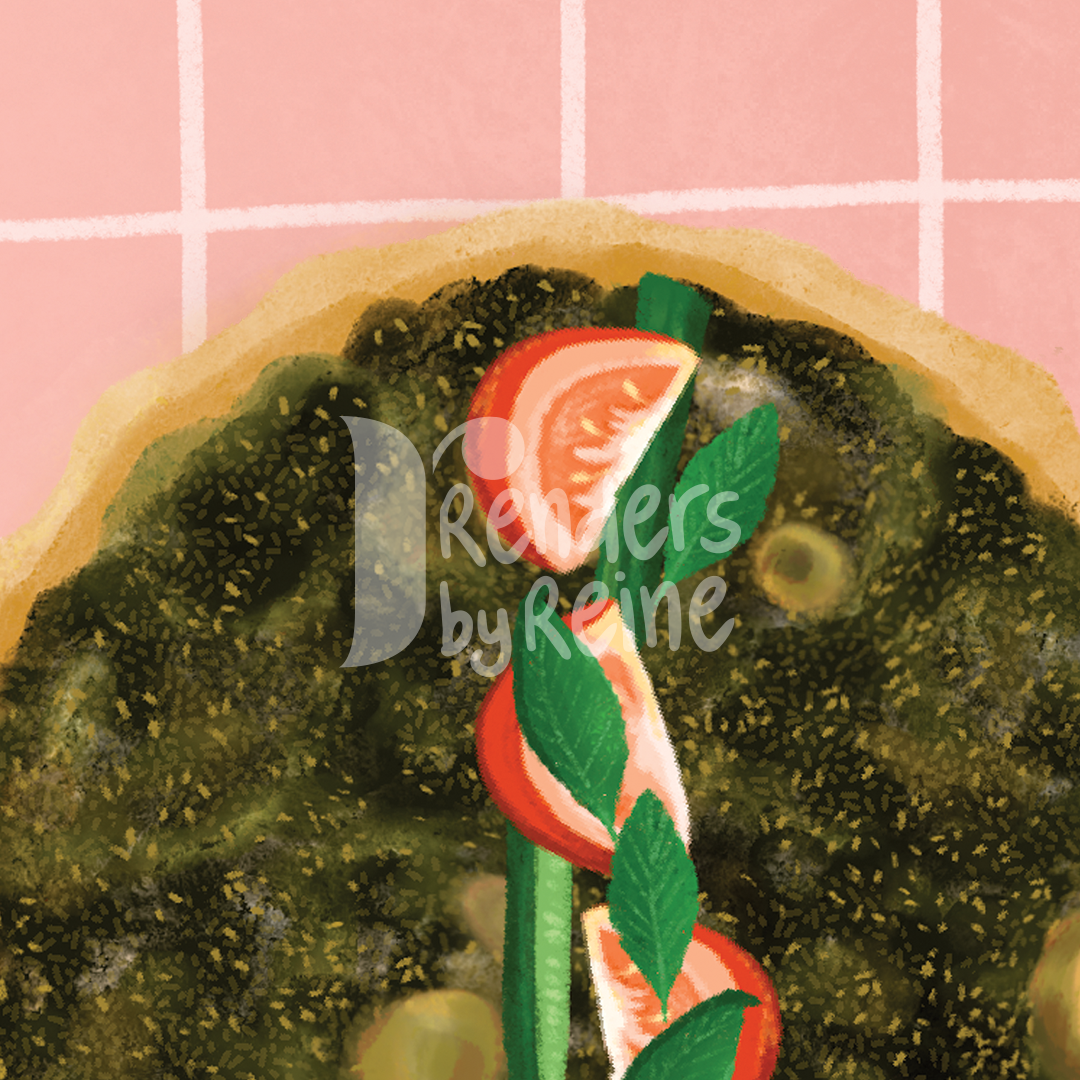 Manoushe Zaatar with Vegetables - Print Art