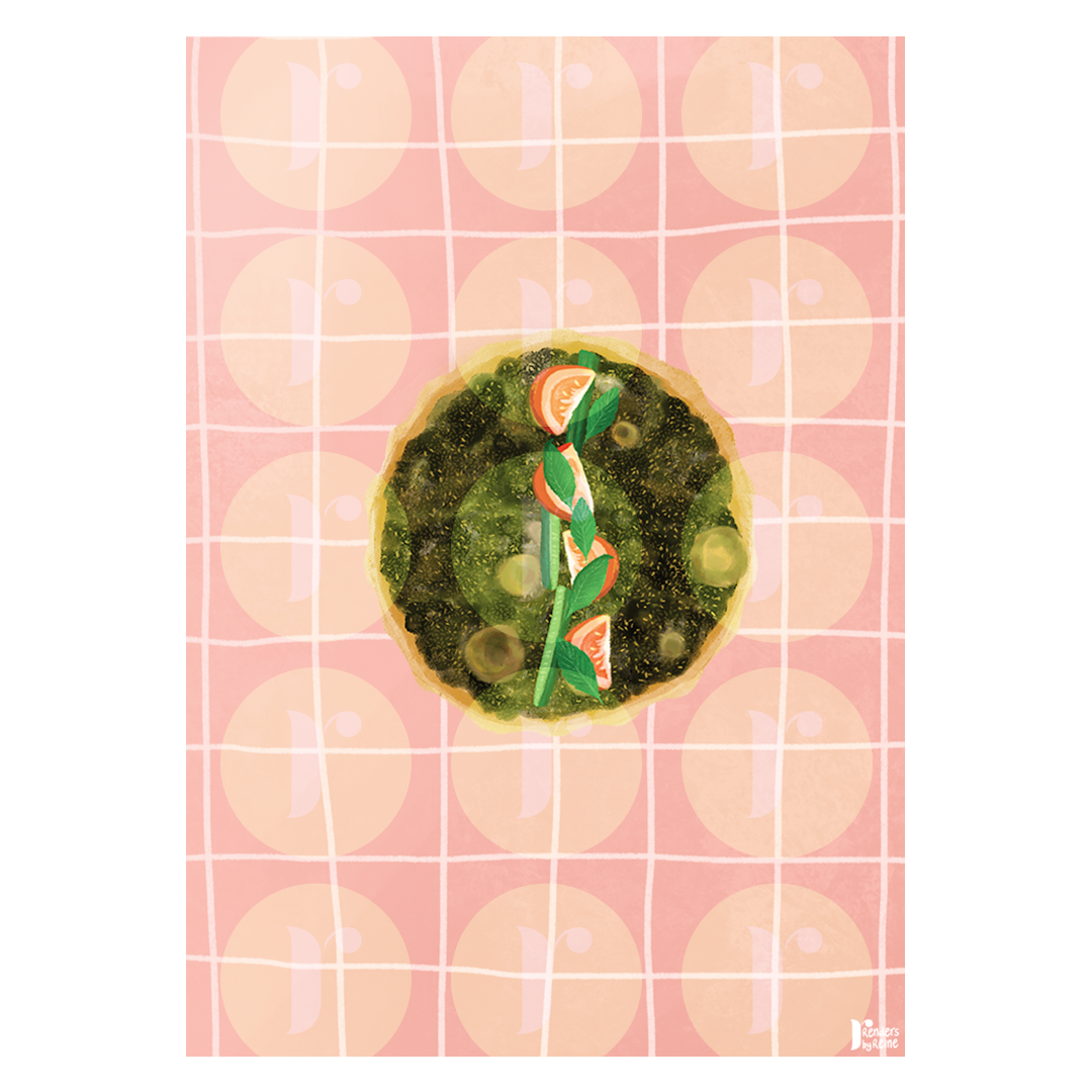 Manoushe Zaatar with Vegetables - Print Art