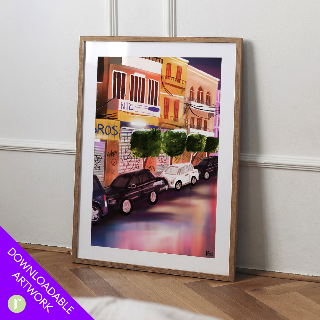 Mar Mikhael at Night - Print Art