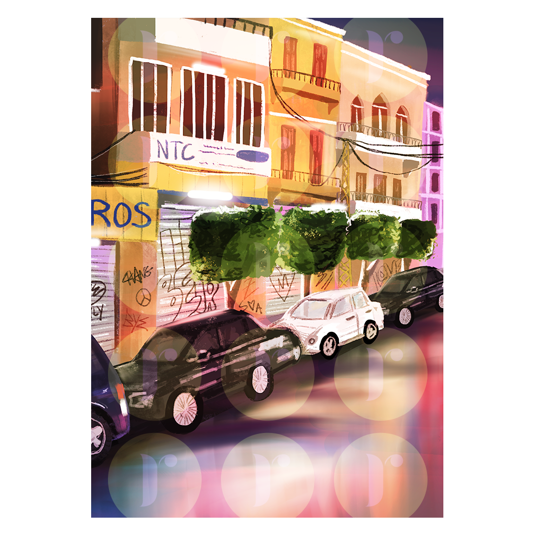 Mar Mikhael at Night - Print Art