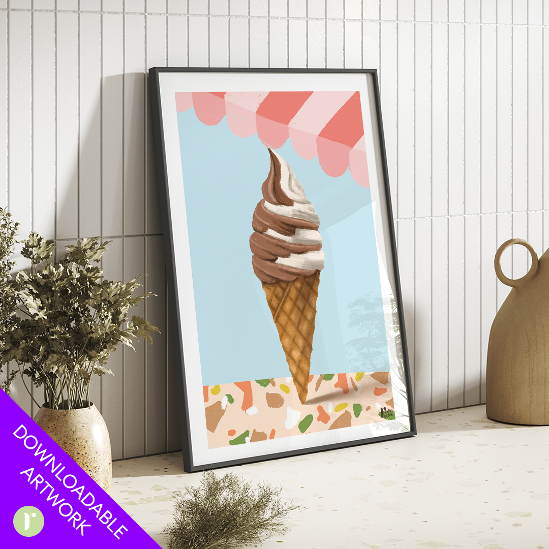 Merry Cream - Soft Serve Ice Cream Cone - Print Art