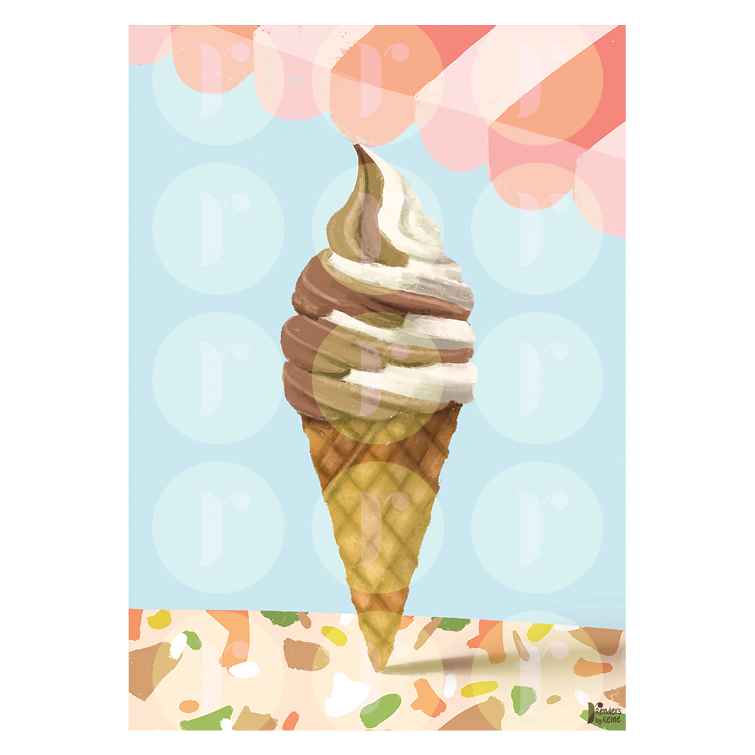 Merry Cream - Soft Serve Ice Cream Cone - Print Art