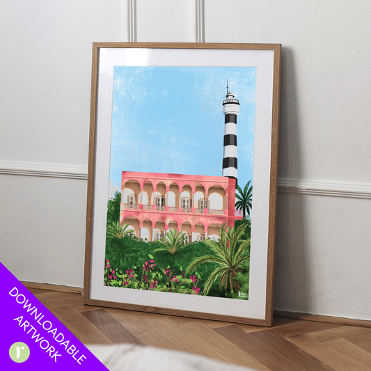 The Pink/Rose House, Maison Rose - Print Art