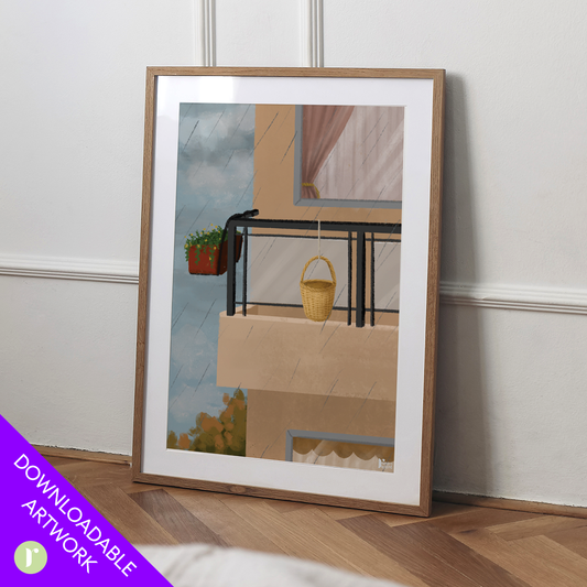 Rain on the Balcony - Print Art