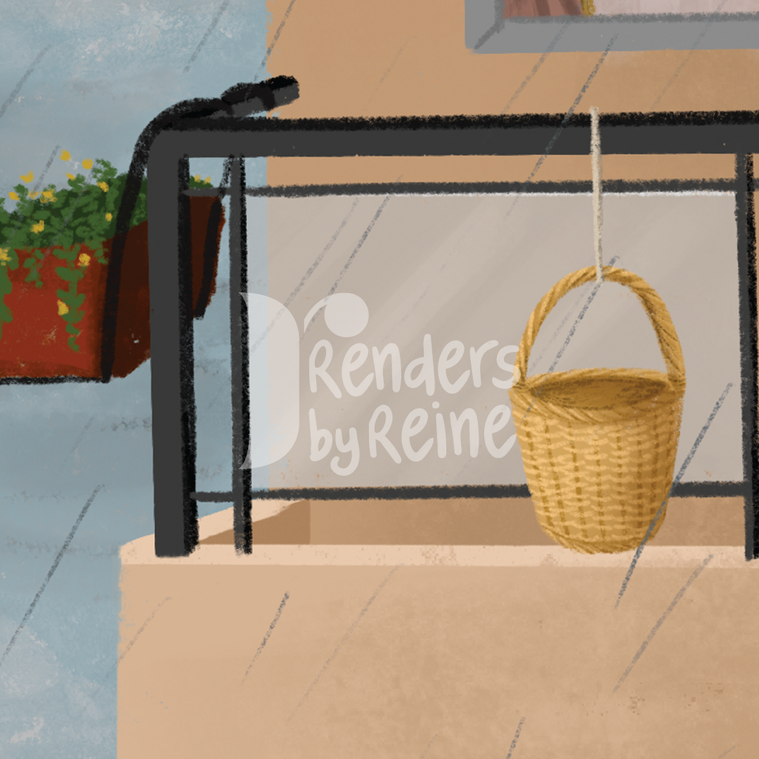 Rain on the Balcony - Print Art