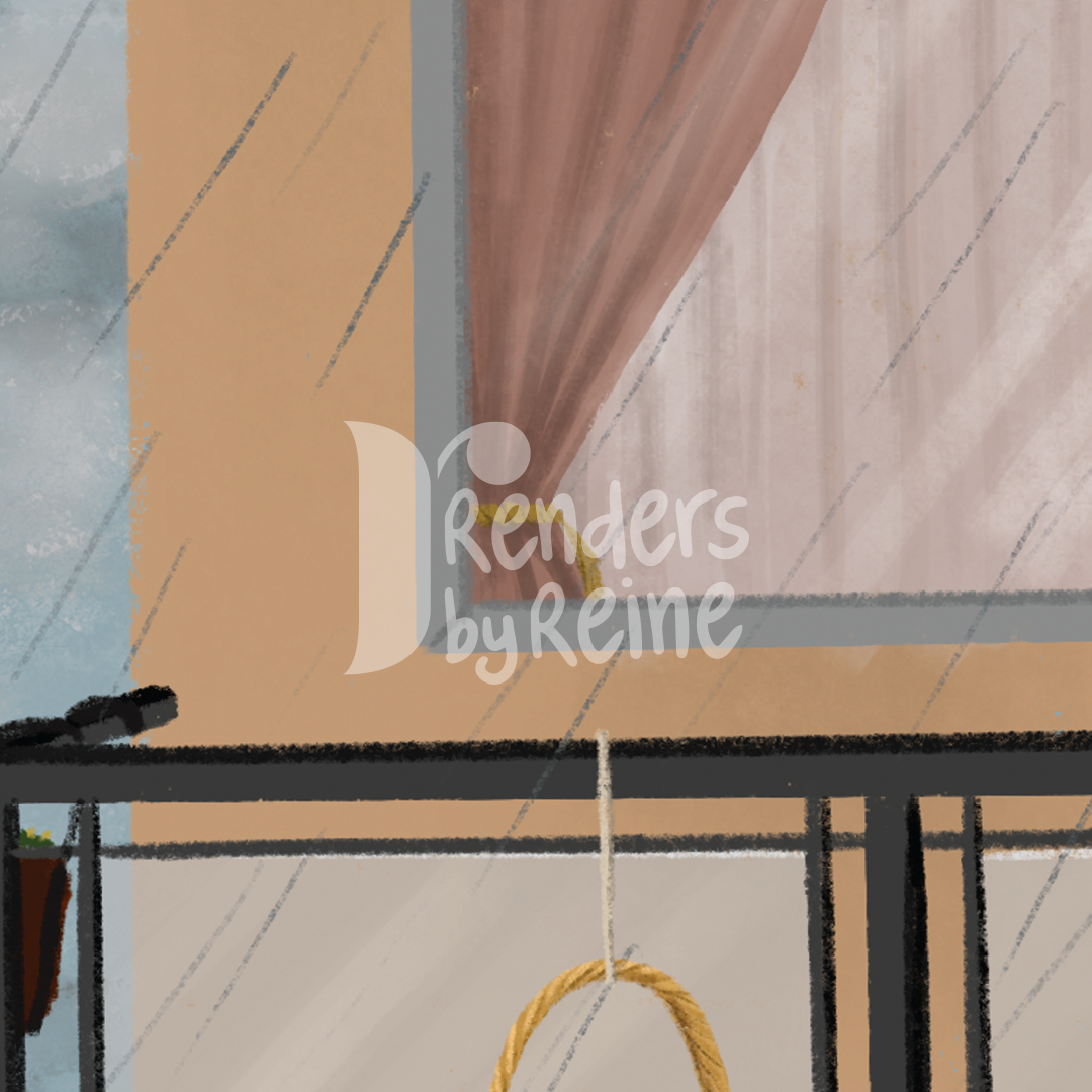 Rain on the Balcony - Print Art