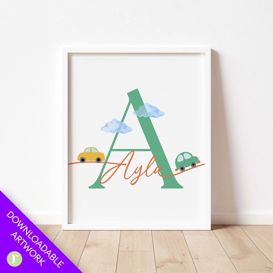 Custom Name Letter Poster | Personalized Nursery Wall Art